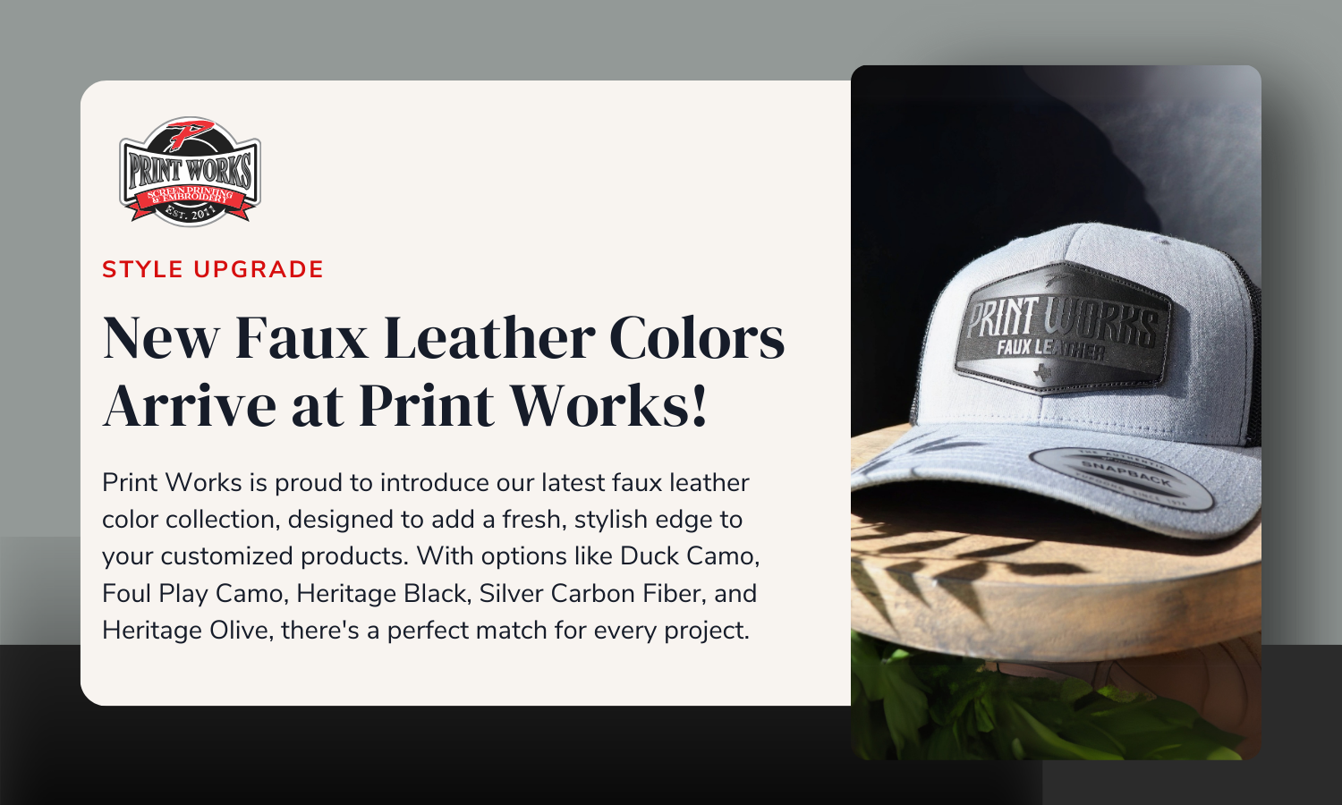 Introducing Our New Faux Leather Colors! – Print Works
