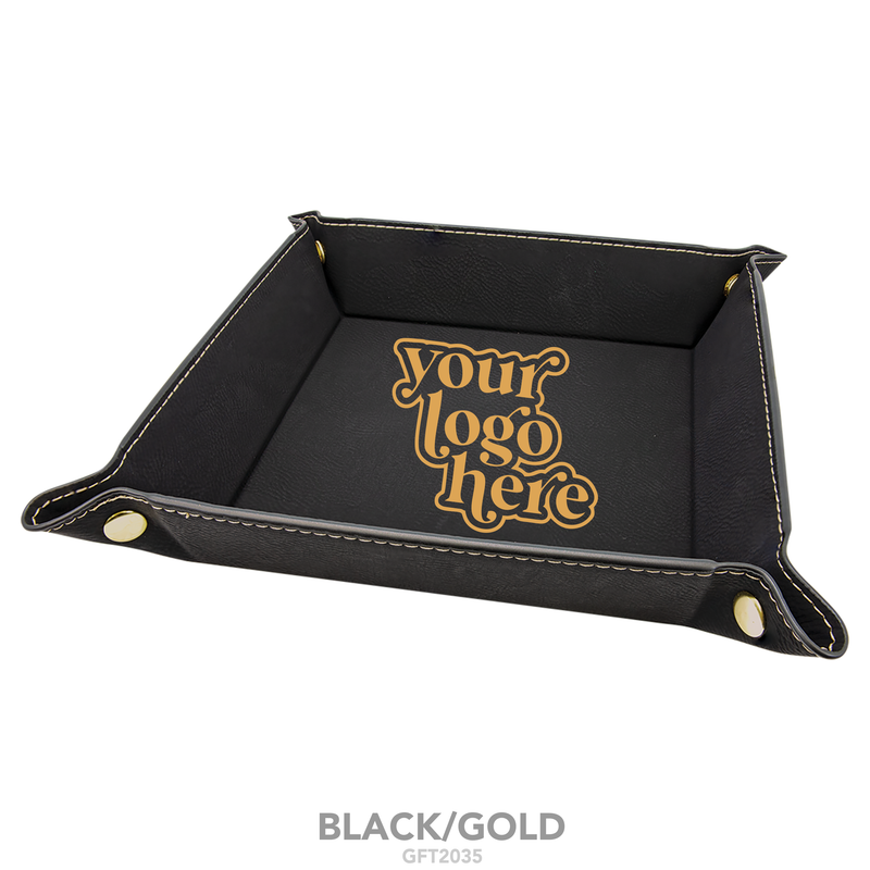 Leatherette 6" x 6" Folding Tray with Snaps