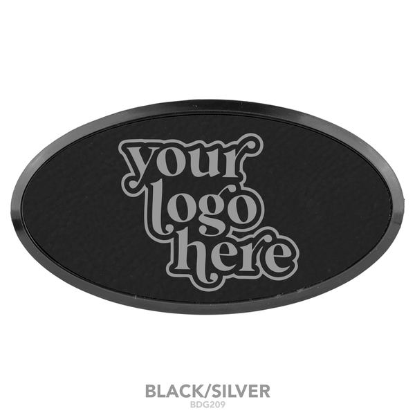 Leatherette Oval Name Badge with Plastic Frame