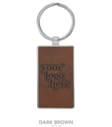 Leatherette Rectangle Metal Frame Keychain