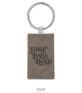 Leatherette Rectangle Metal Frame Keychain