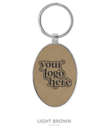 Leatherette Oval Metal Frame Keychain