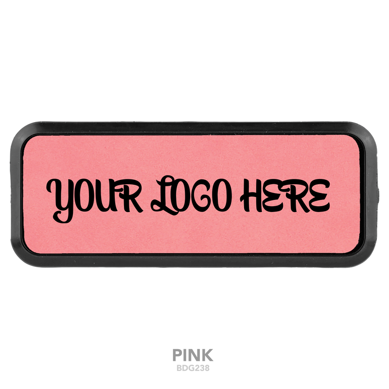 Leatherette Round Corner Name Badge 3" x 1" with Plastic Frame