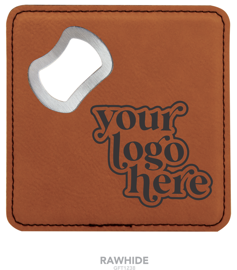Leatherette Coaster with Bottle Opener