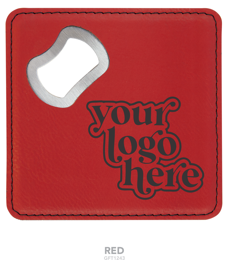 Leatherette Coaster with Bottle Opener