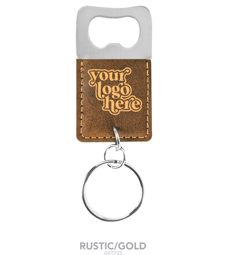 Leatherette Rectangle Bottle Opener Keychain